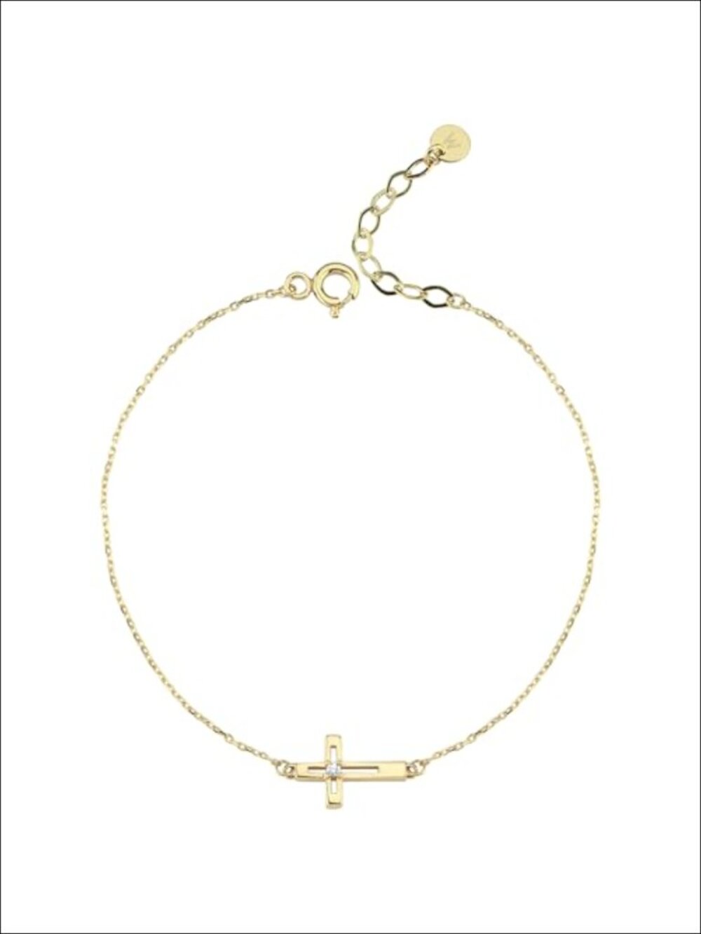 14k Gold Plated Cross Bracelet, Faith Sideways Adjustable Christian Gift